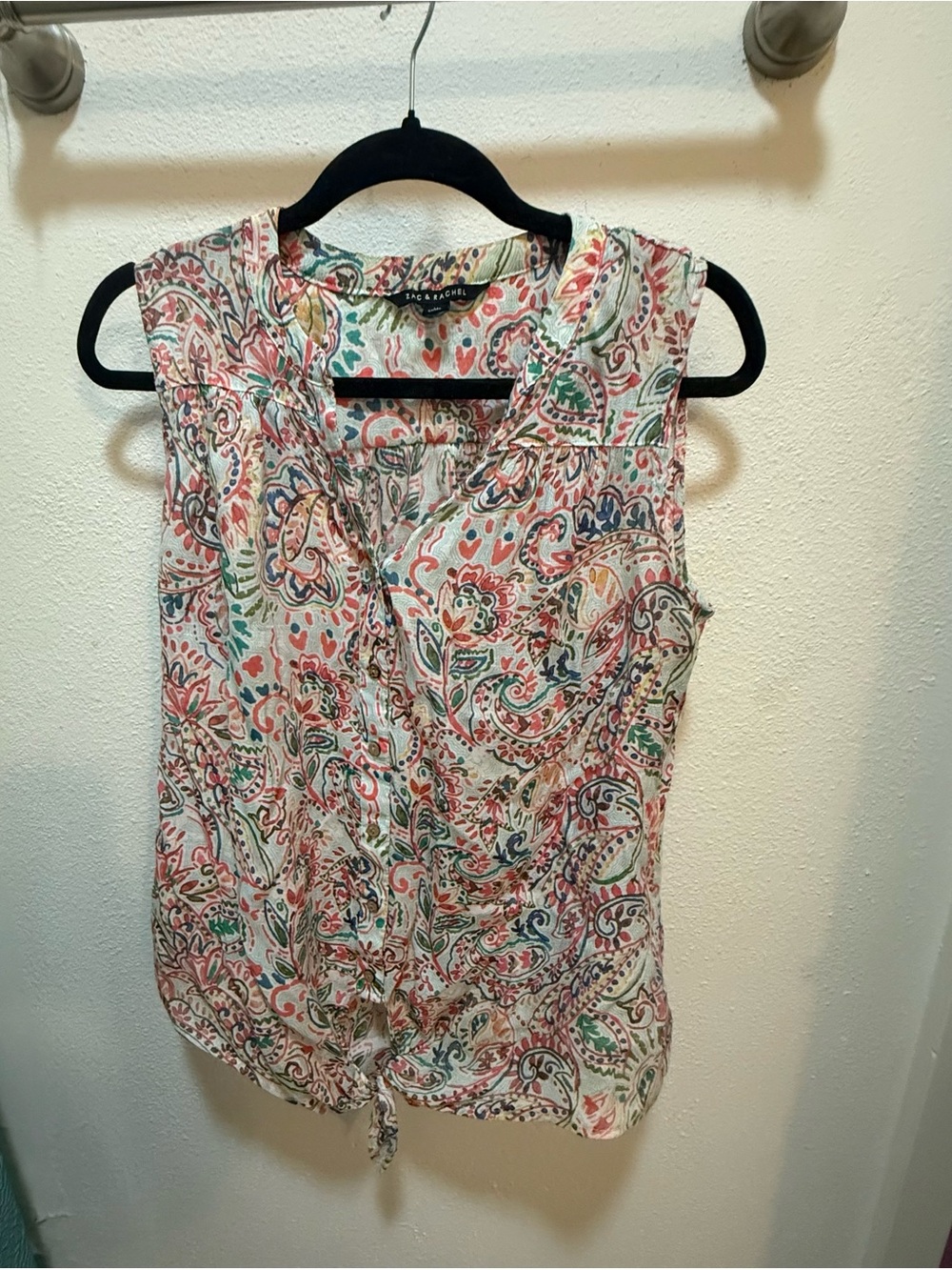 Zac & Rachel Multicolor Paisley Tie-Front Sleeveless Top
